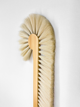 Preview: Schrankbesen 140 cm lackiert / Ziegenhaar weiß